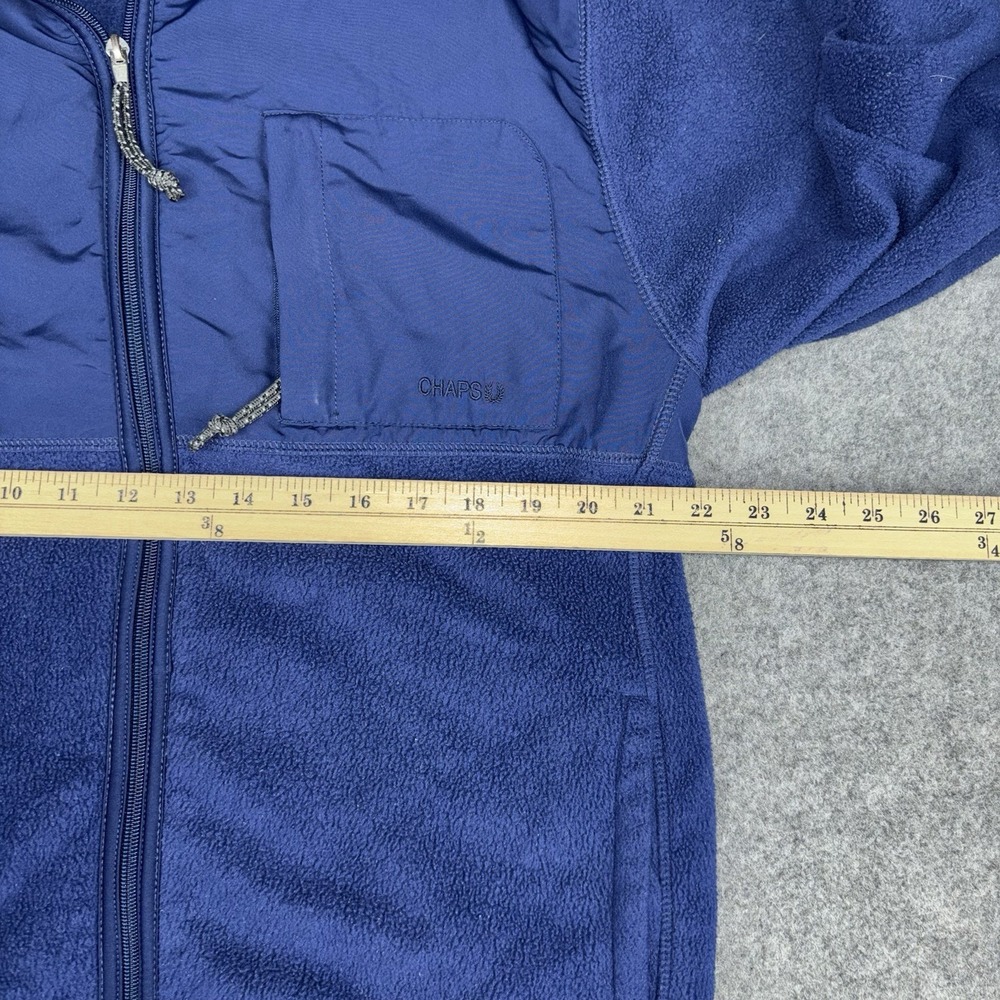 Chaps Fleece Jacket Men's Large Blue Full Zip Polyester Outdoor Hiking Y2K Coat - Picture 9 of 13